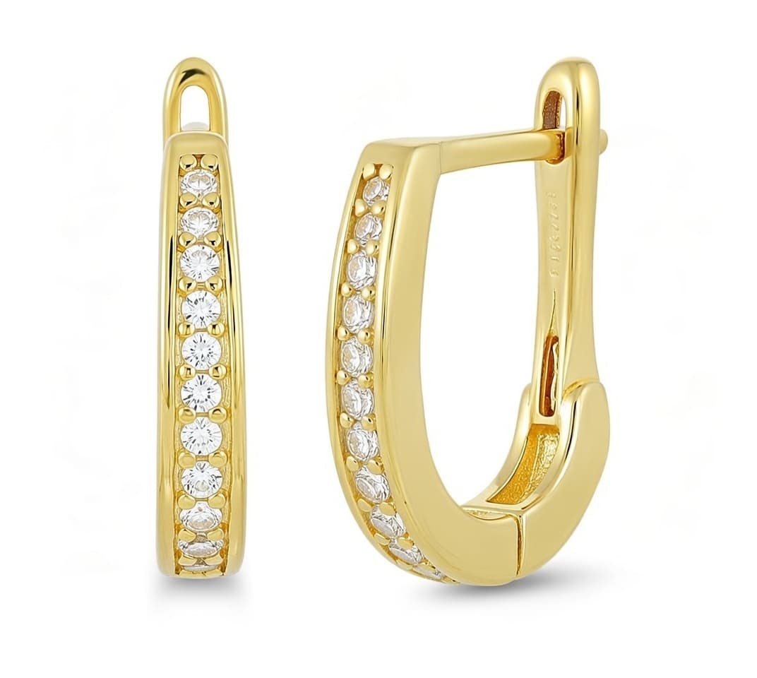 Channel-Set Diamond Oval Hoop Earrings